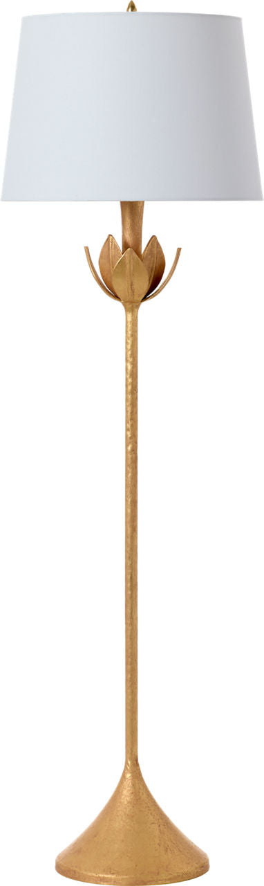 Alberto Large Floor Lamp | Antique Gold Leaf | Linen Shade