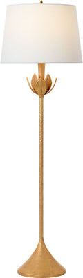 Alberto Large Floor Lamp | Antique Gold Leaf | Linen Shade