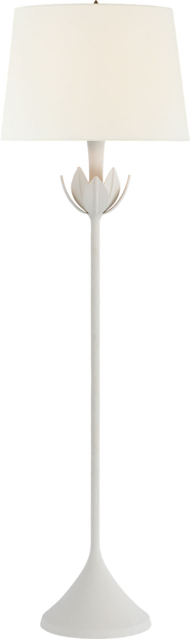 Alberto Large Floor Lamp | Plaster White | Linen Shade