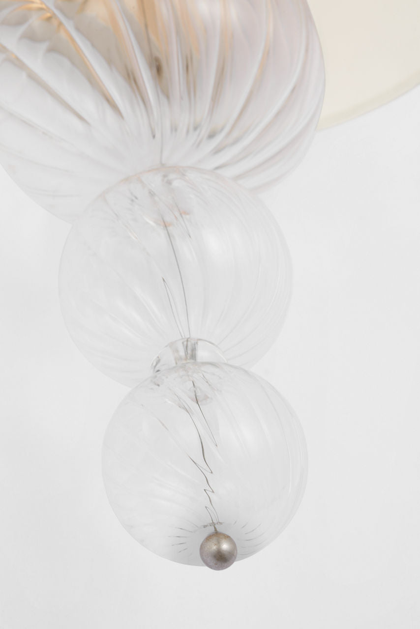 Talia 18" Sconce | Burnished Silver Leaf and Clear Swirled Glass | Linen Shade