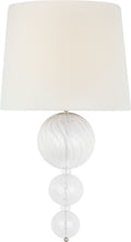 Talia 18" Sconce | Burnished Silver Leaf and Clear Swirled Glass | Linen Shade