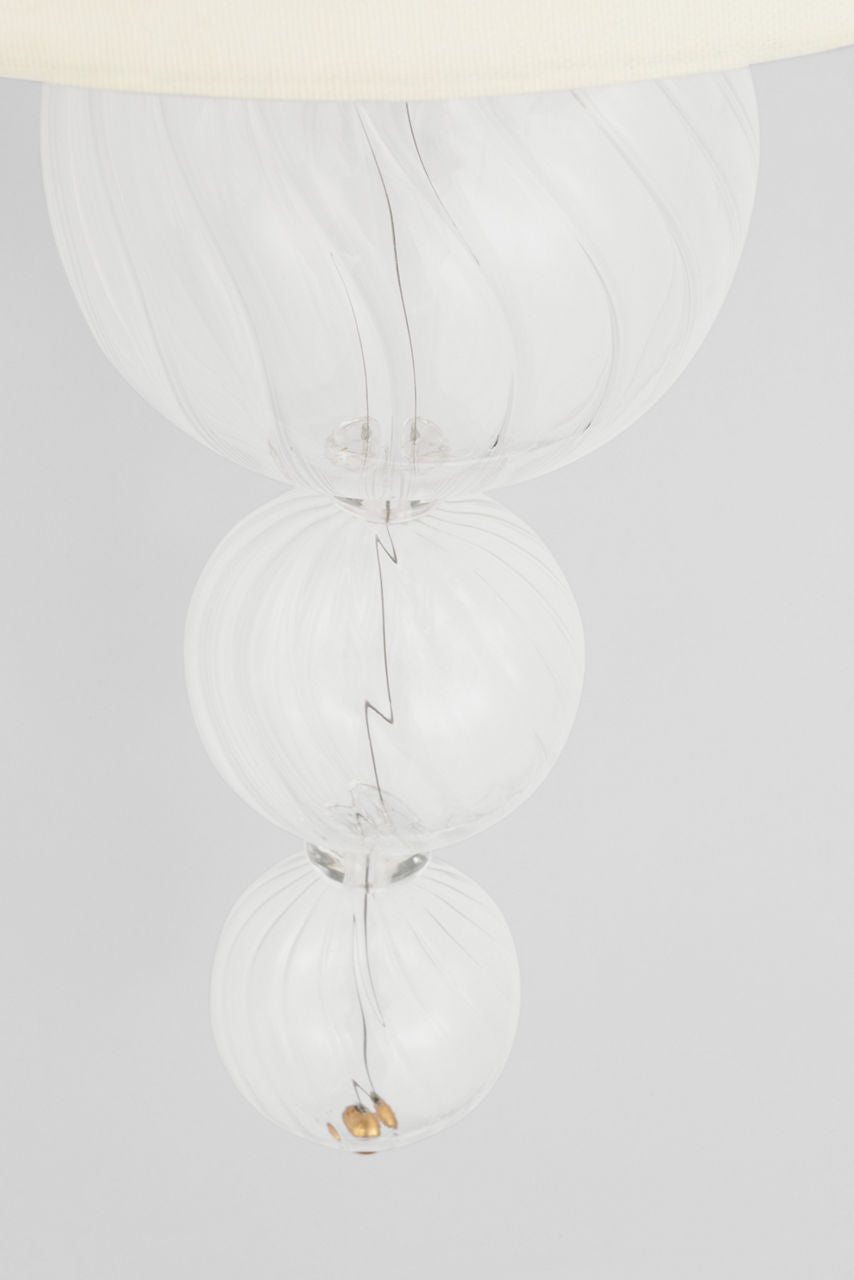 Talia 18" Sconce | Gild and Clear Swirled Glass | Linen Shade