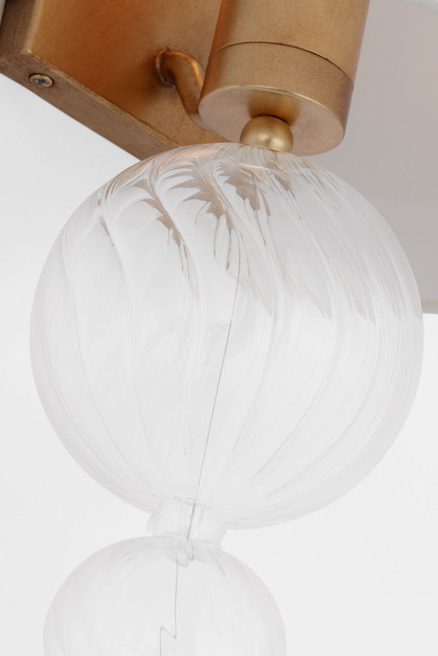 Talia 18" Sconce | Gild and Clear Swirled Glass | Linen Shade