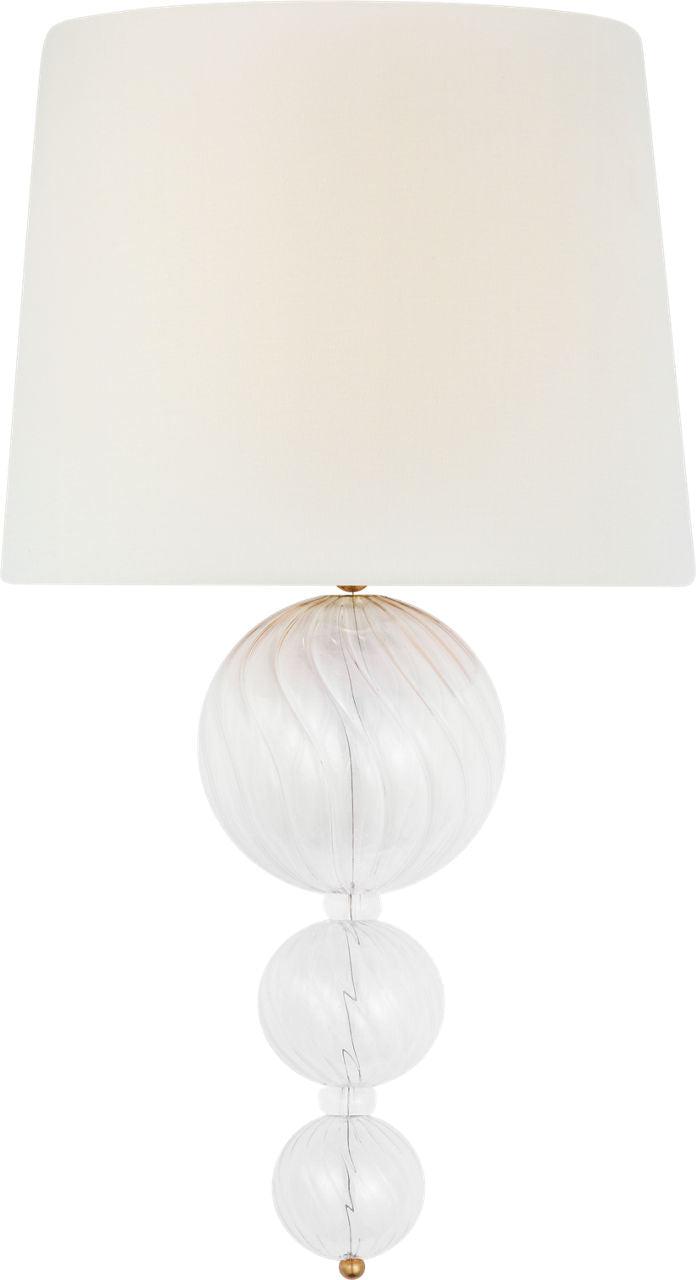 Talia 18" Sconce | Gild and Clear Swirled Glass | Linen Shade