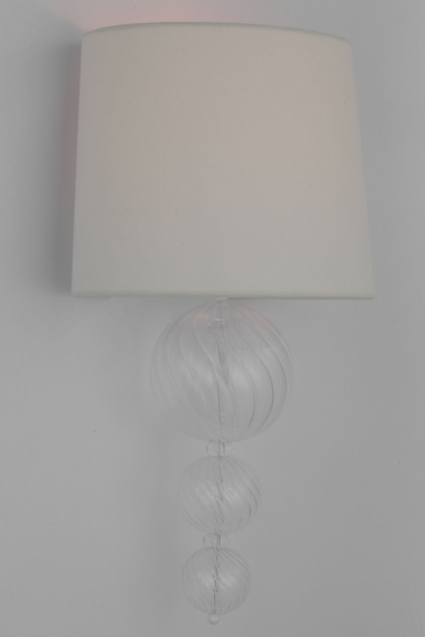 Talia 18" Sconce | Clear Swirled Glass | Linen Shade