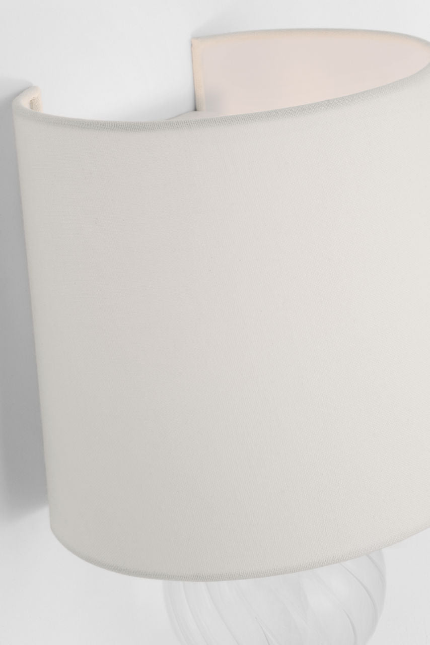 Talia 18" Sconce | Clear Swirled Glass | Linen Shade