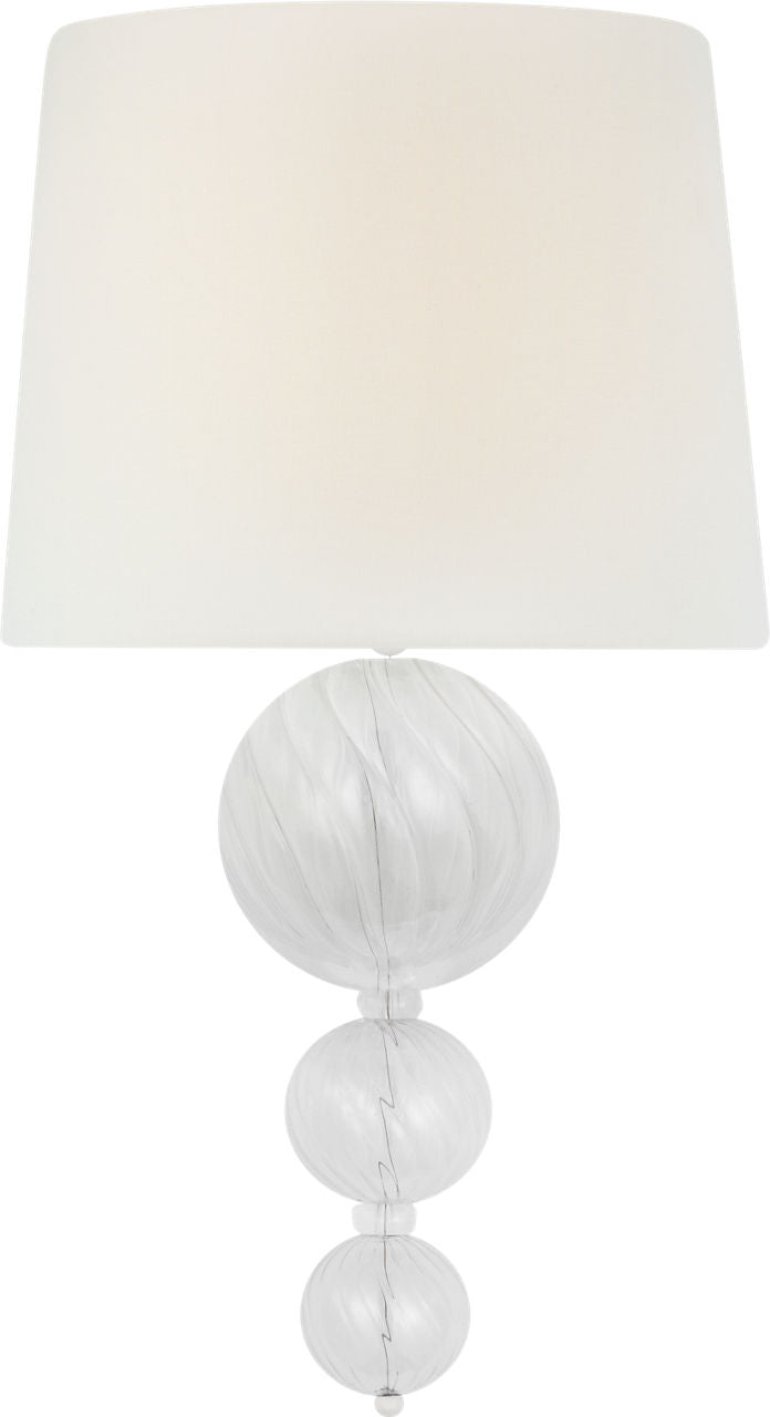 Talia 18" Sconce | Clear Swirled Glass | Linen Shade