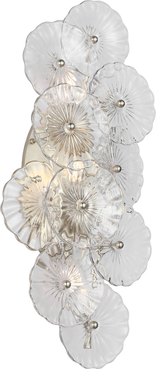 Gianna 21" Layered Sconce | Burnished Silver Leaf | Clear Glass