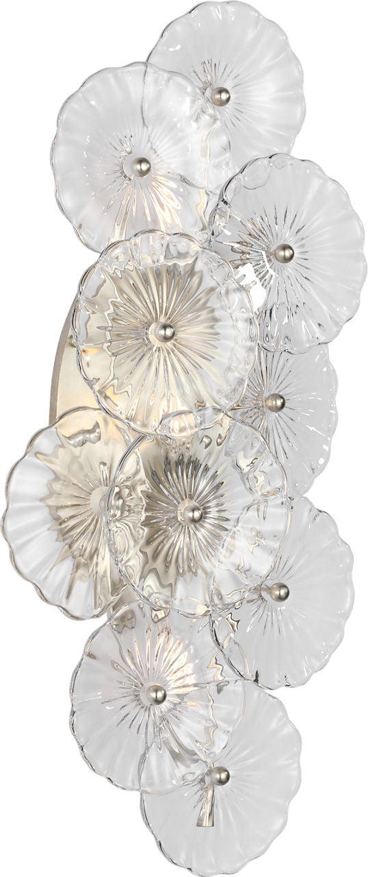 Gianna 21" Layered Sconce | Burnished Silver Leaf | Clear Glass