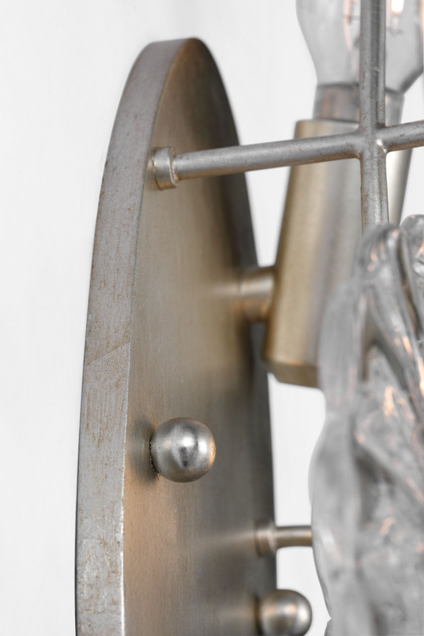Gianna 21" Layered Sconce | Burnished Silver Leaf | Clear Glass