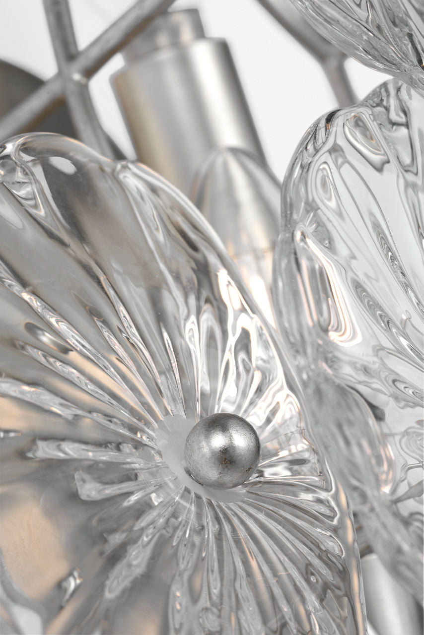 Gianna 21" Layered Sconce | Burnished Silver Leaf | Clear Glass