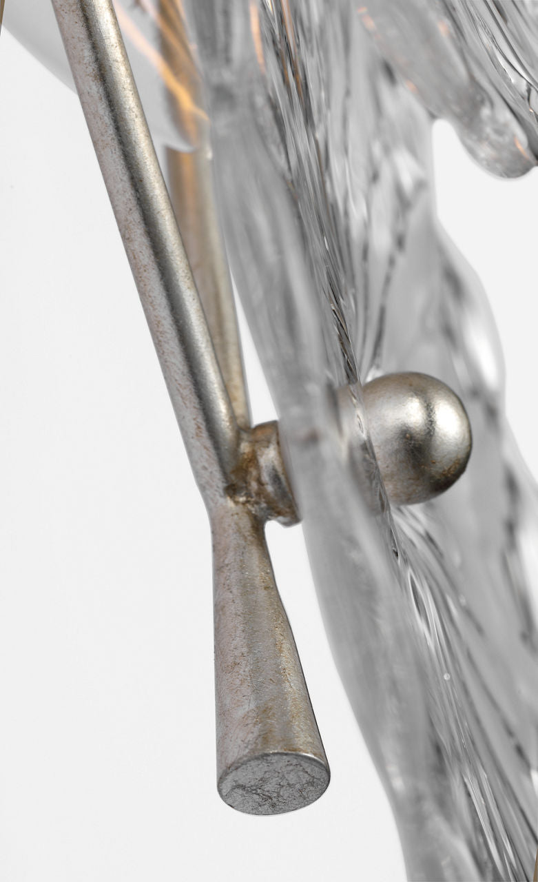 Gianna 21" Layered Sconce | Burnished Silver Leaf | Clear Glass