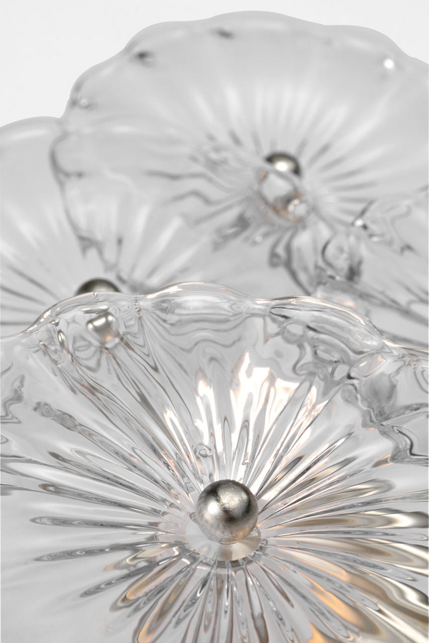 Gianna 21" Layered Sconce | Burnished Silver Leaf | Clear Glass