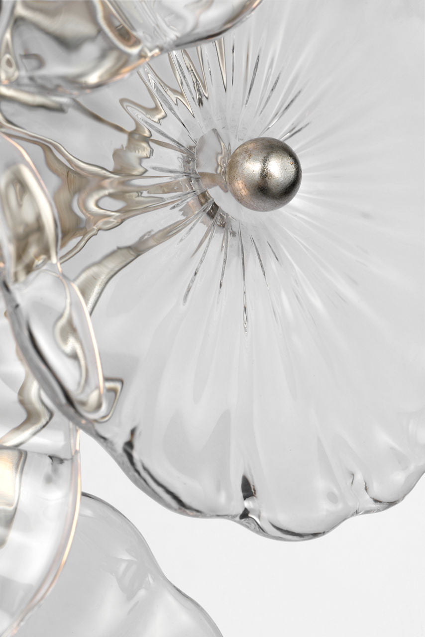 Gianna 21" Layered Sconce | Burnished Silver Leaf | Clear Glass