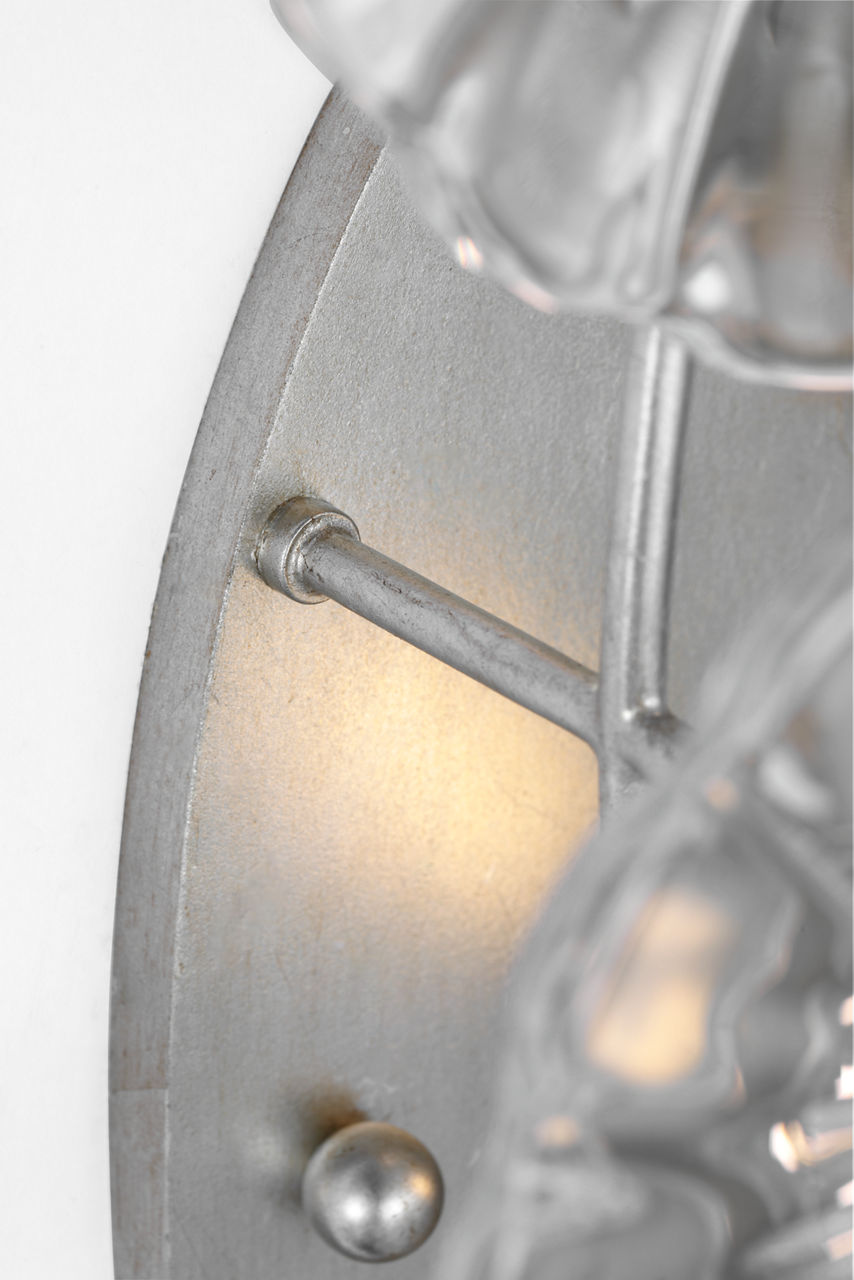 Gianna 21" Layered Sconce | Burnished Silver Leaf | Clear Glass