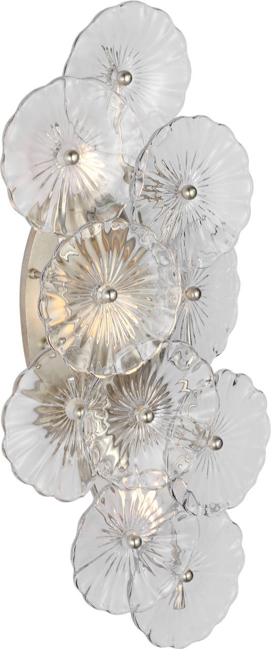Gianna 21" Layered Sconce | Burnished Silver Leaf | Clear Glass