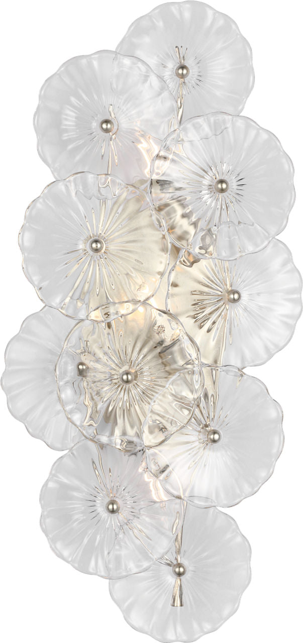 Gianna 21" Layered Sconce | Burnished Silver Leaf | Clear Glass