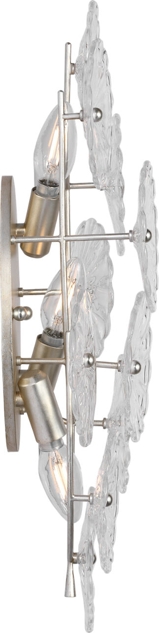 Gianna 21" Layered Sconce | Burnished Silver Leaf | Clear Glass