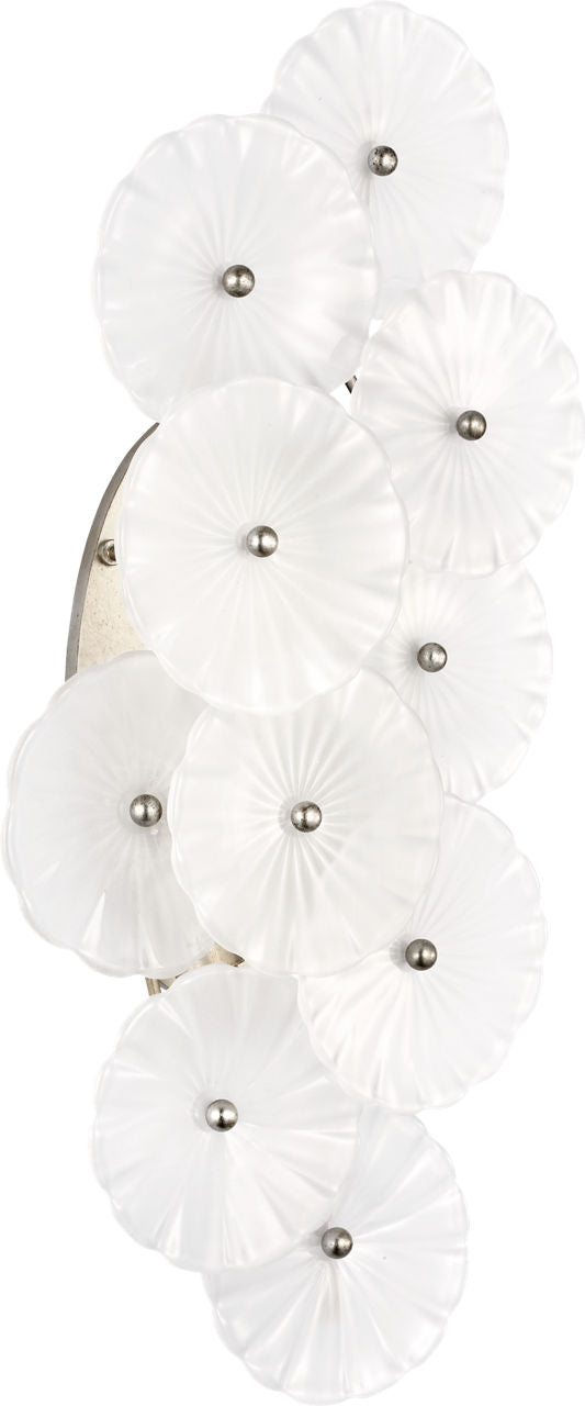 Gianna 21" Layered Sconce | Burnished Silver Leaf | Frosted Glass