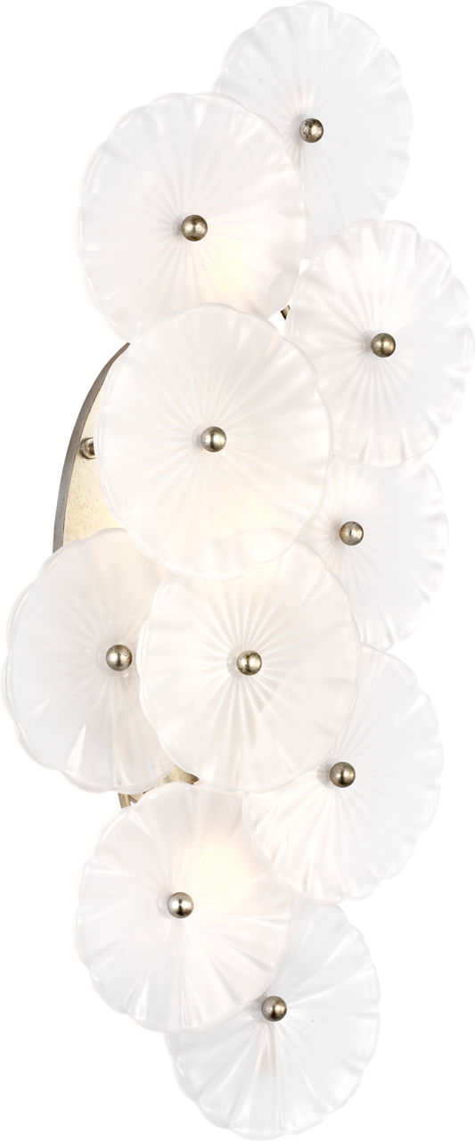 Gianna 21" Layered Sconce | Burnished Silver Leaf | Frosted Glass