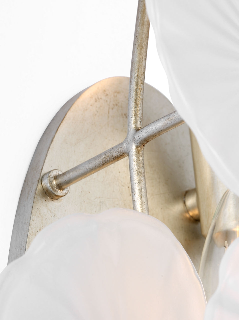 Gianna 21" Layered Sconce | Burnished Silver Leaf | Frosted Glass