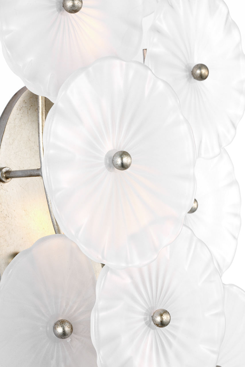 Gianna 21" Layered Sconce | Burnished Silver Leaf | Frosted Glass