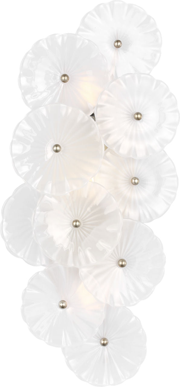 Gianna 21" Layered Sconce | Burnished Silver Leaf | Frosted Glass