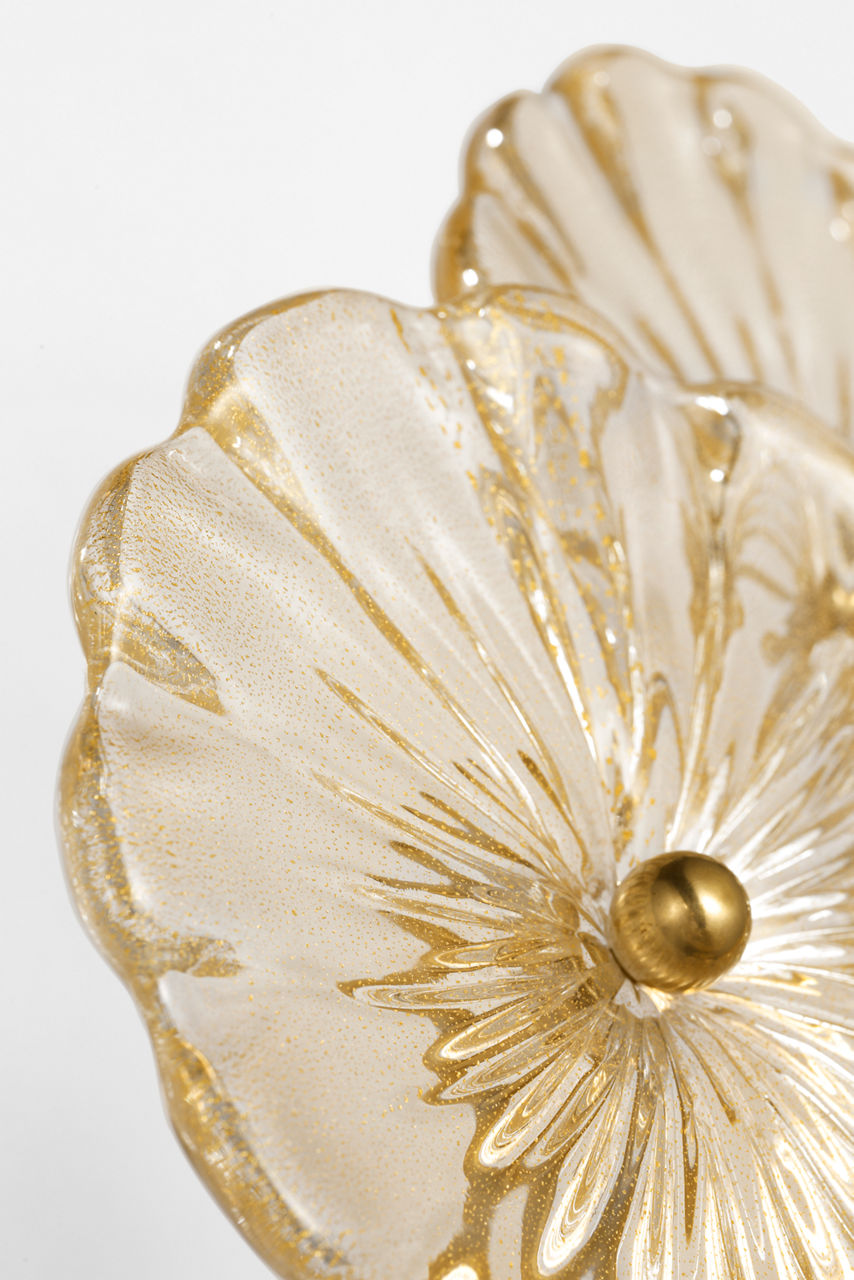 Gianna 21" Layered Sconce | Hand-Rubbed Antique Brass | Gold Fleck Glass