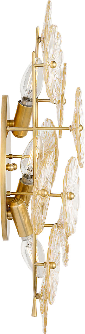 Gianna 21" Layered Sconce | Hand-Rubbed Antique Brass | Gold Fleck Glass
