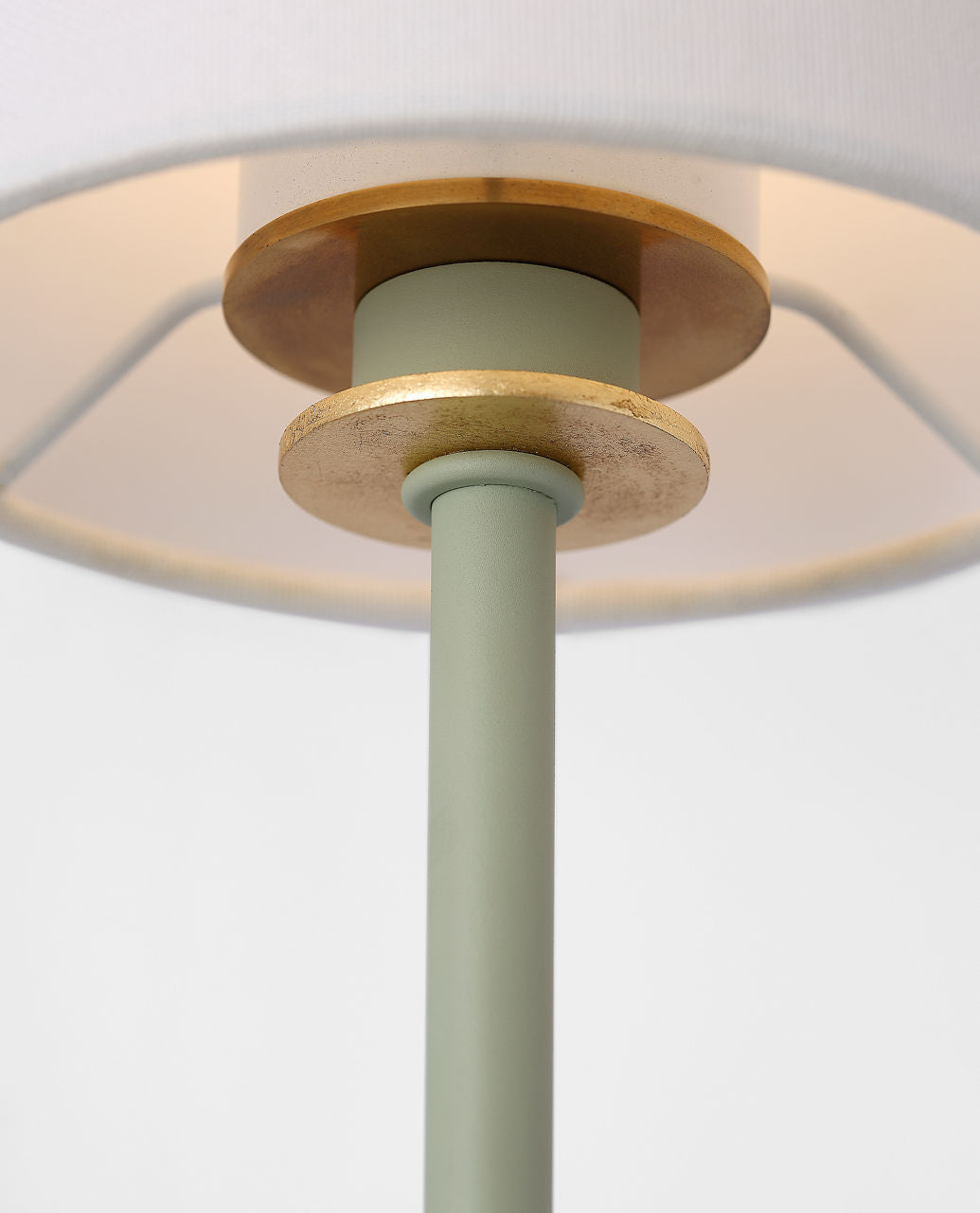 Lucia 21" Cordless Sconce | Celadon and Crystal | Linen Shade
