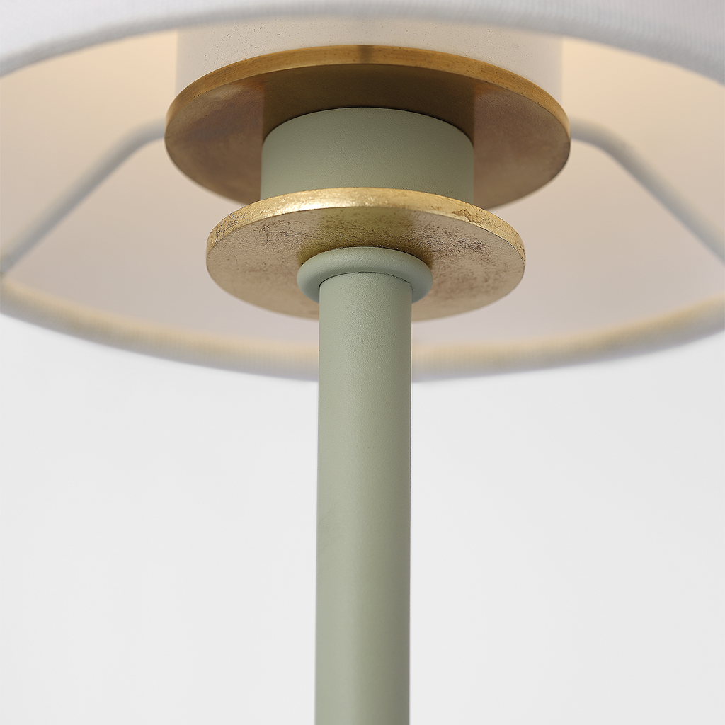 Lucia 21" Cordless Sconce | Celadon and Crystal | Linen Shade