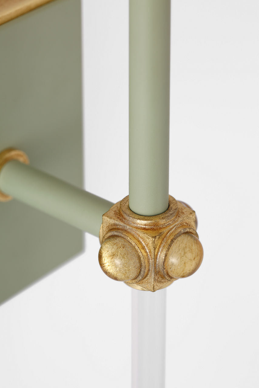 Lucia 21" Cordless Sconce | Celadon and Crystal | Linen Shade