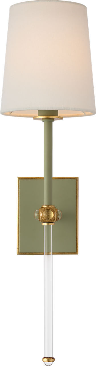Lucia 21" Cordless Sconce | Celadon and Crystal | Linen Shade
