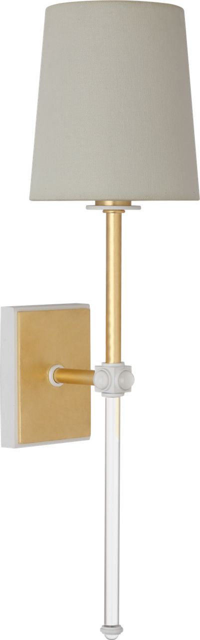 Lucia 21" Cordless Sconce | Gild and Crystal | Linen Shade