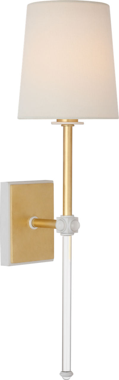 Lucia 21" Cordless Sconce | Gild and Crystal | Linen Shade