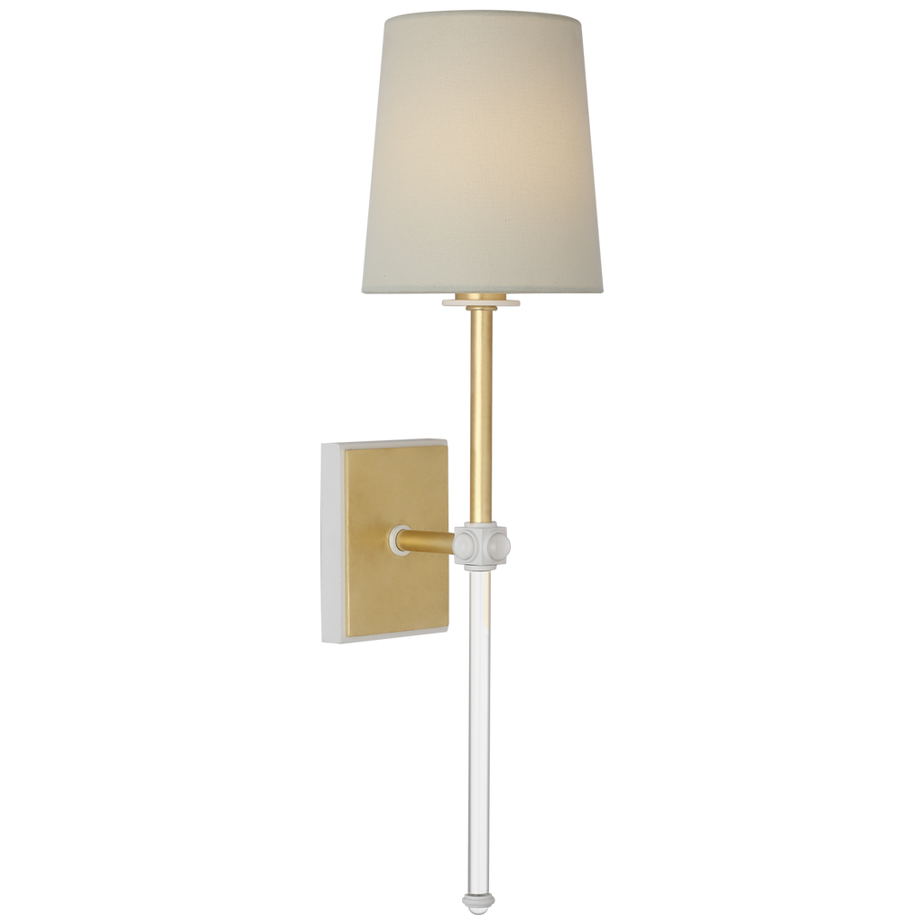Lucia 21" Cordless Sconce | Gild and Crystal | Linen Shade