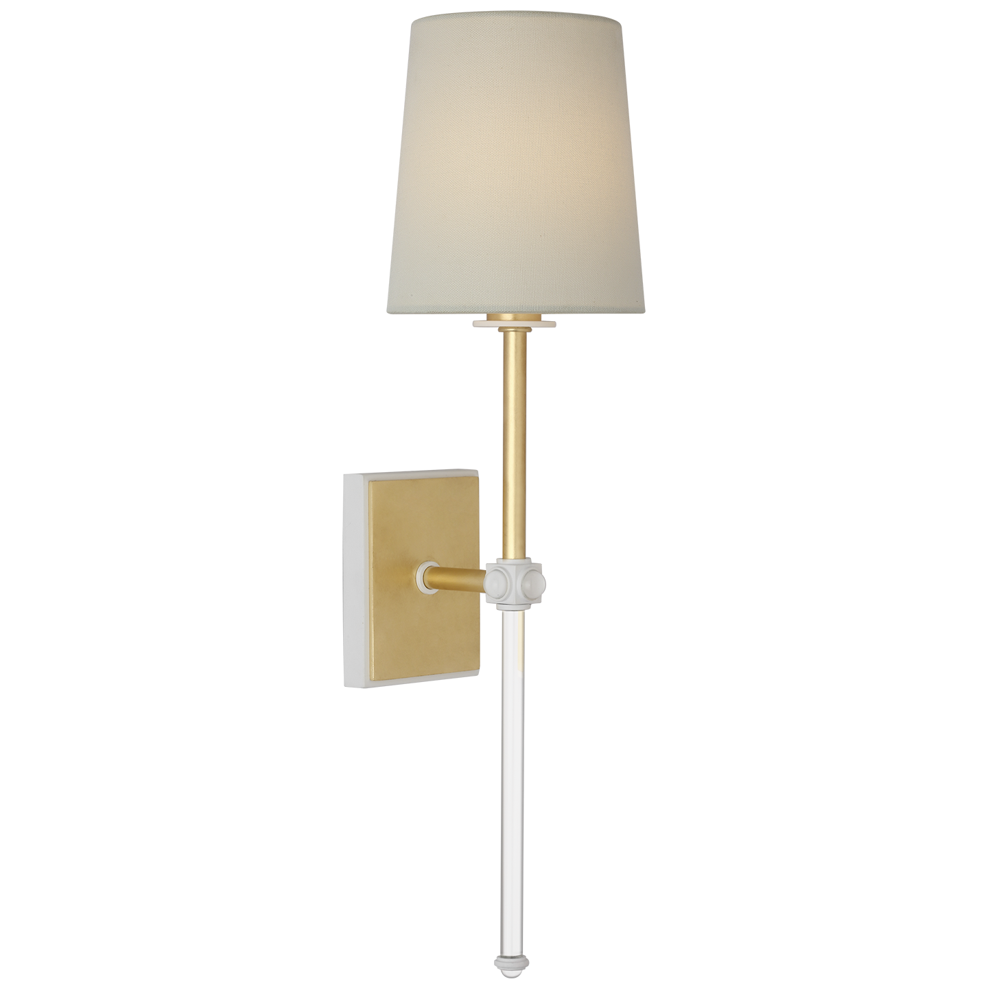 Lucia 21" Cordless Sconce | Gild and Crystal | Linen Shade