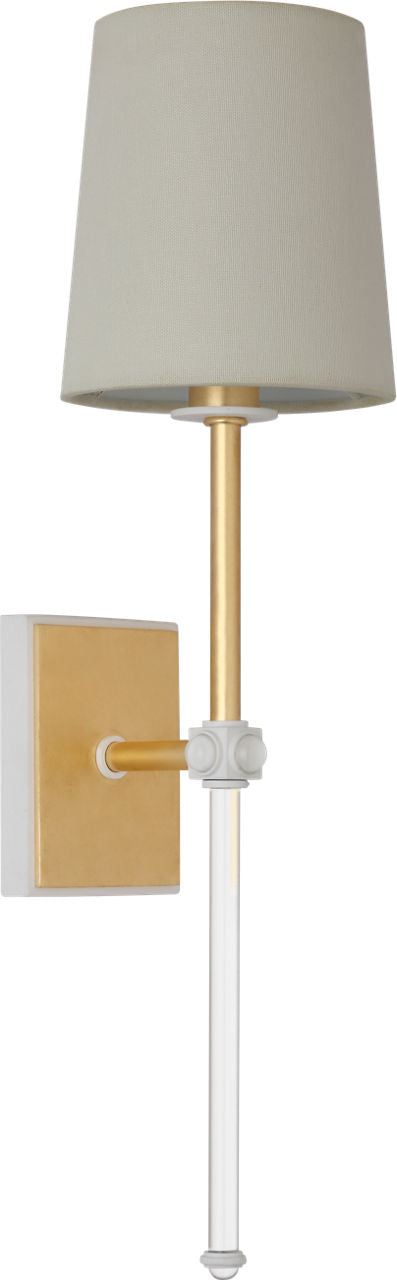 Lucia 21" Cordless Sconce | Gild and Crystal | Linen Shade