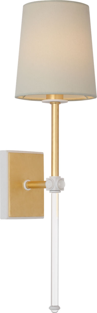 Lucia 21" Cordless Sconce | Gild and Crystal | Linen Shade