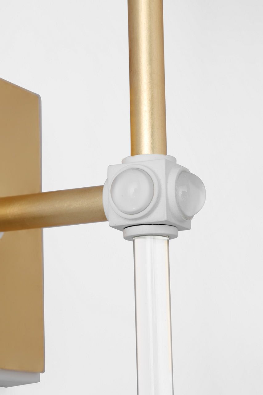 Lucia 21" Cordless Sconce | Gild and Crystal | Linen Shade