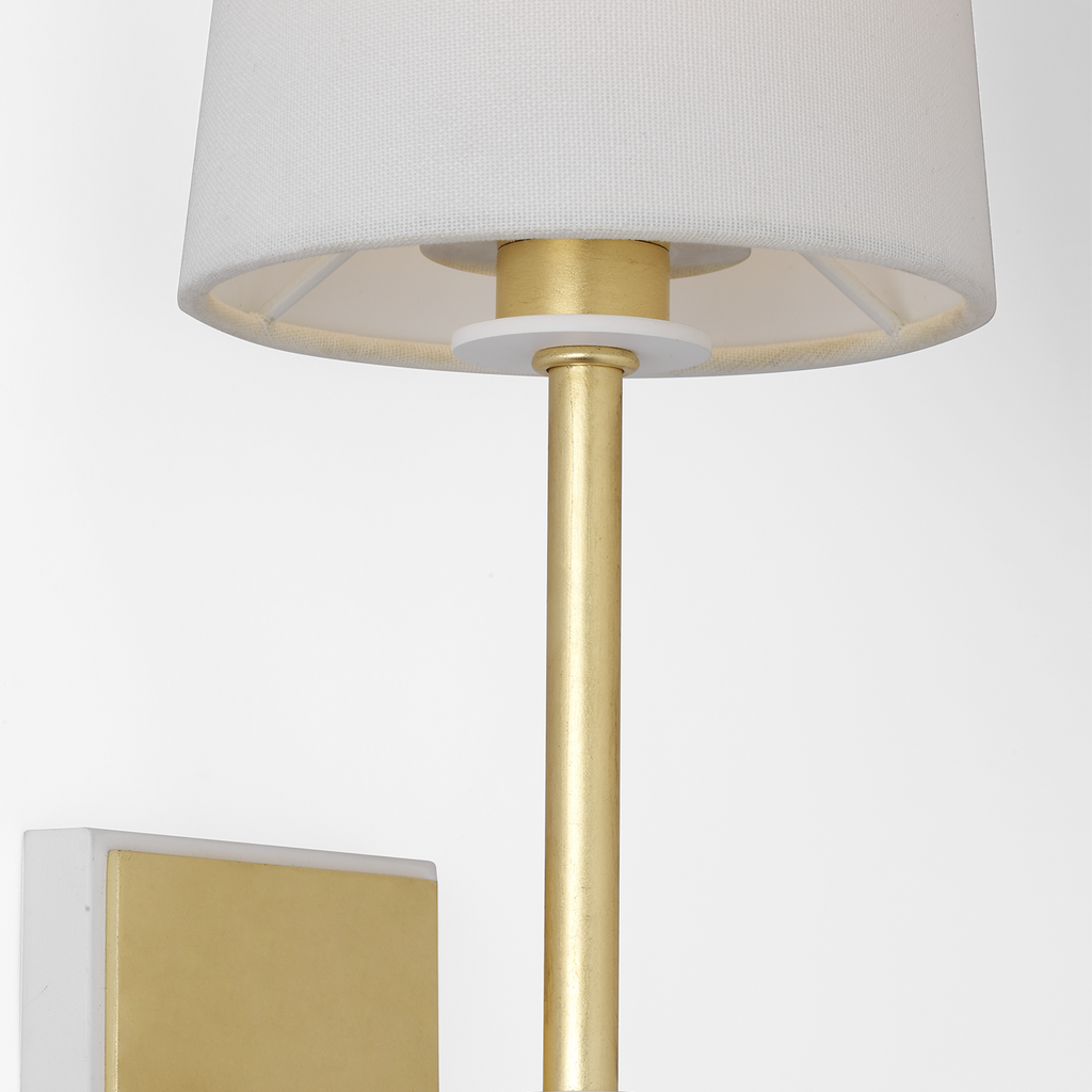 Lucia 21" Cordless Sconce | Gild and Crystal | Linen Shade
