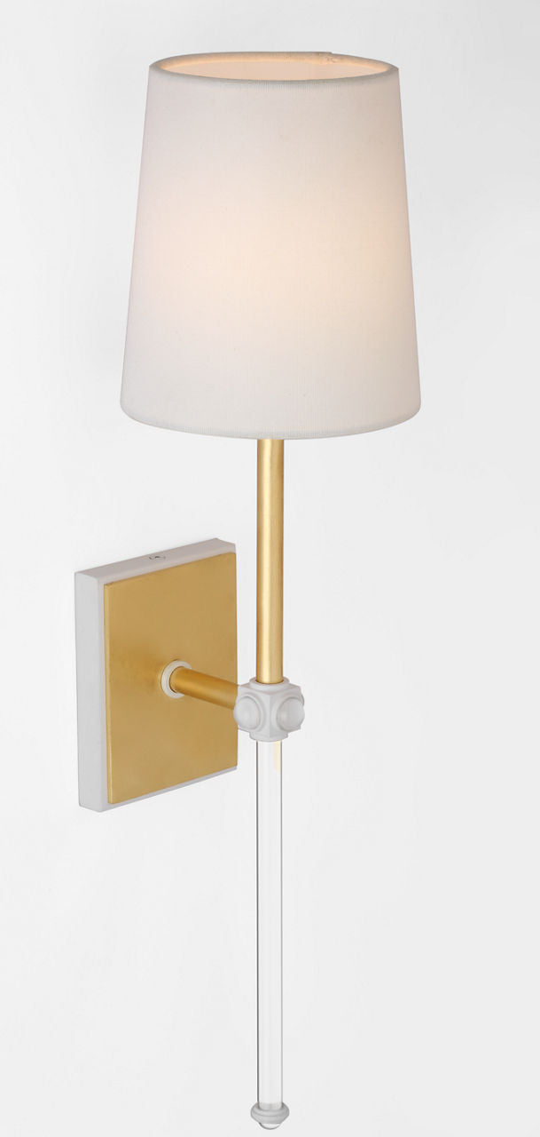 Lucia 21" Cordless Sconce | Gild and Crystal | Linen Shade