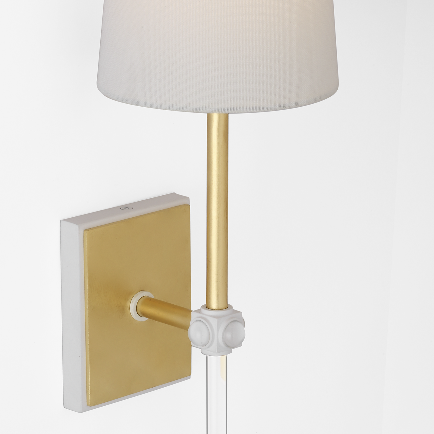 Lucia 21" Cordless Sconce | Gild and Crystal | Linen Shade