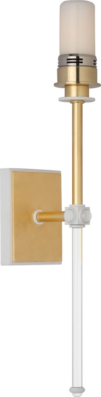 Lucia 21" Cordless Sconce | Gild and Crystal | Linen Shade