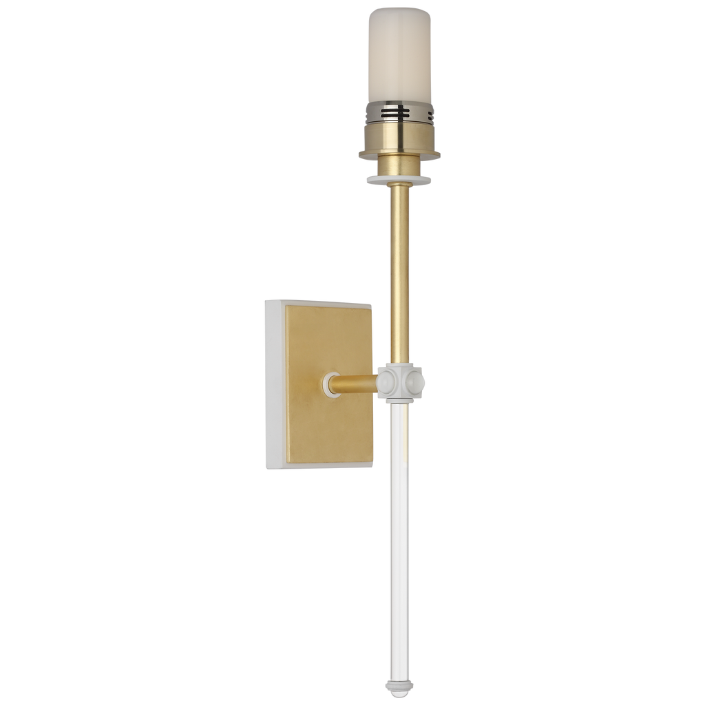 Lucia 21" Cordless Sconce | Gild and Crystal | Linen Shade