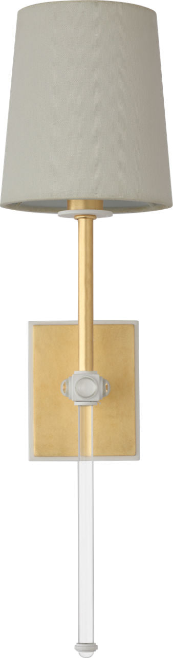 Lucia 21" Cordless Sconce | Gild and Crystal | Linen Shade