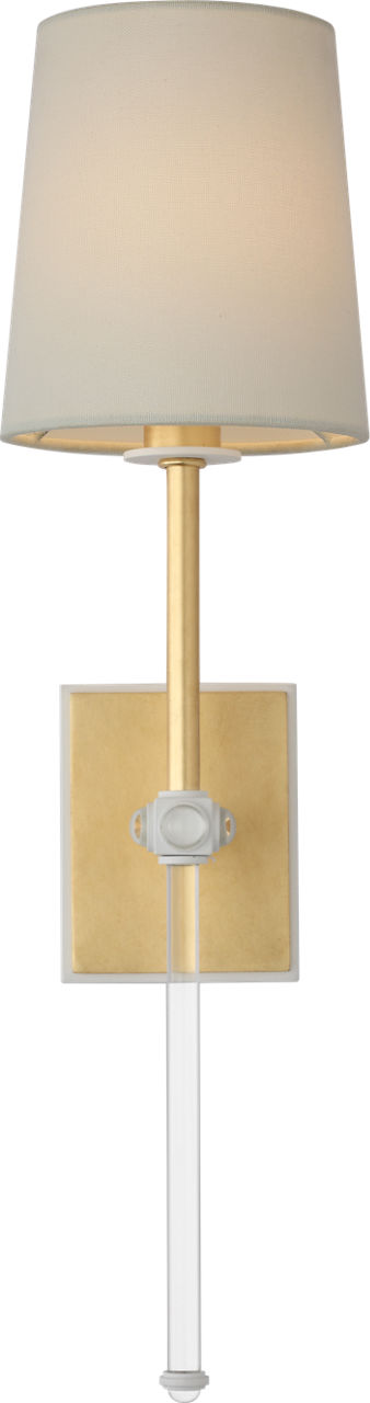 Lucia 21" Cordless Sconce | Gild and Crystal | Linen Shade