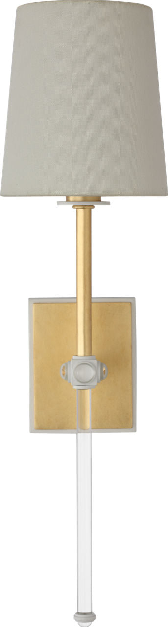 Lucia 21" Cordless Sconce | Gild and Crystal | Linen Shade