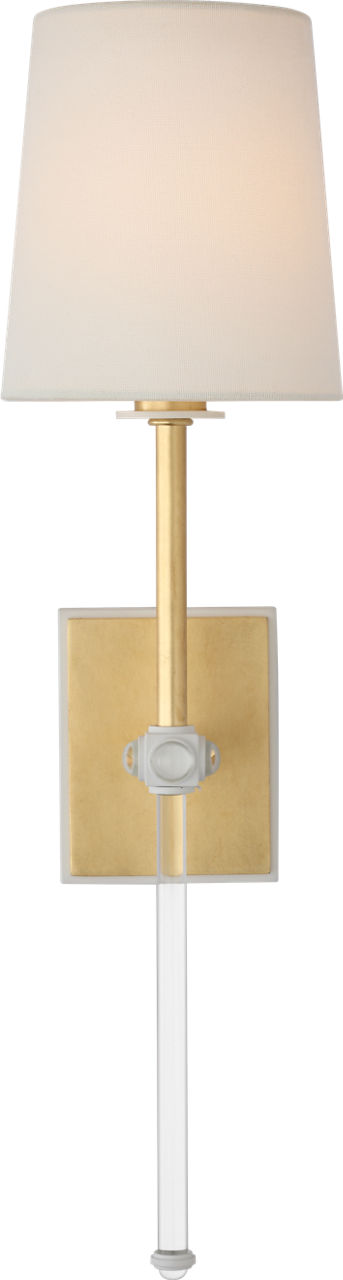 Lucia 21" Cordless Sconce | Gild and Crystal | Linen Shade