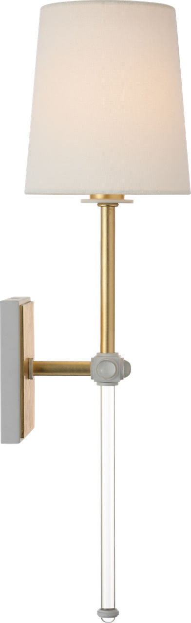 Lucia 21" Cordless Sconce | Gild and Crystal | Linen Shade